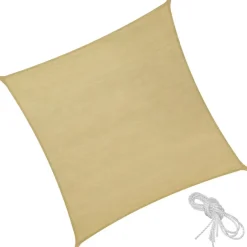 tectake Polyethyleen zonnezeil vierkant beige, Beige Hot