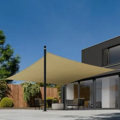 tectake Polyethyleen zonnezeil vierkant beige, Beige Hot