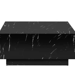 tectake Salontafel Lasley met voet, draagkracht 45 kg, Marmerlook Zwart Outlet