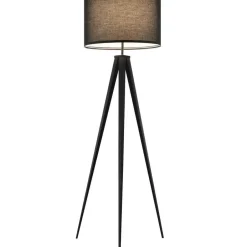 tectake Staande lamp Lunaris, textielkap, driepootsframe, Zwart New