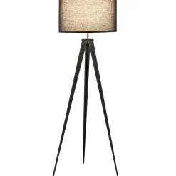 tectake Staande lamp Lunaris, textielkap, driepootsframe, Zwart New