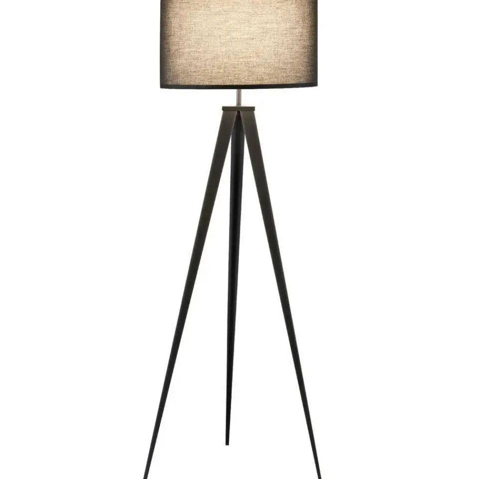 tectake Staande lamp Lunaris, textielkap, driepootsframe, Zwart New