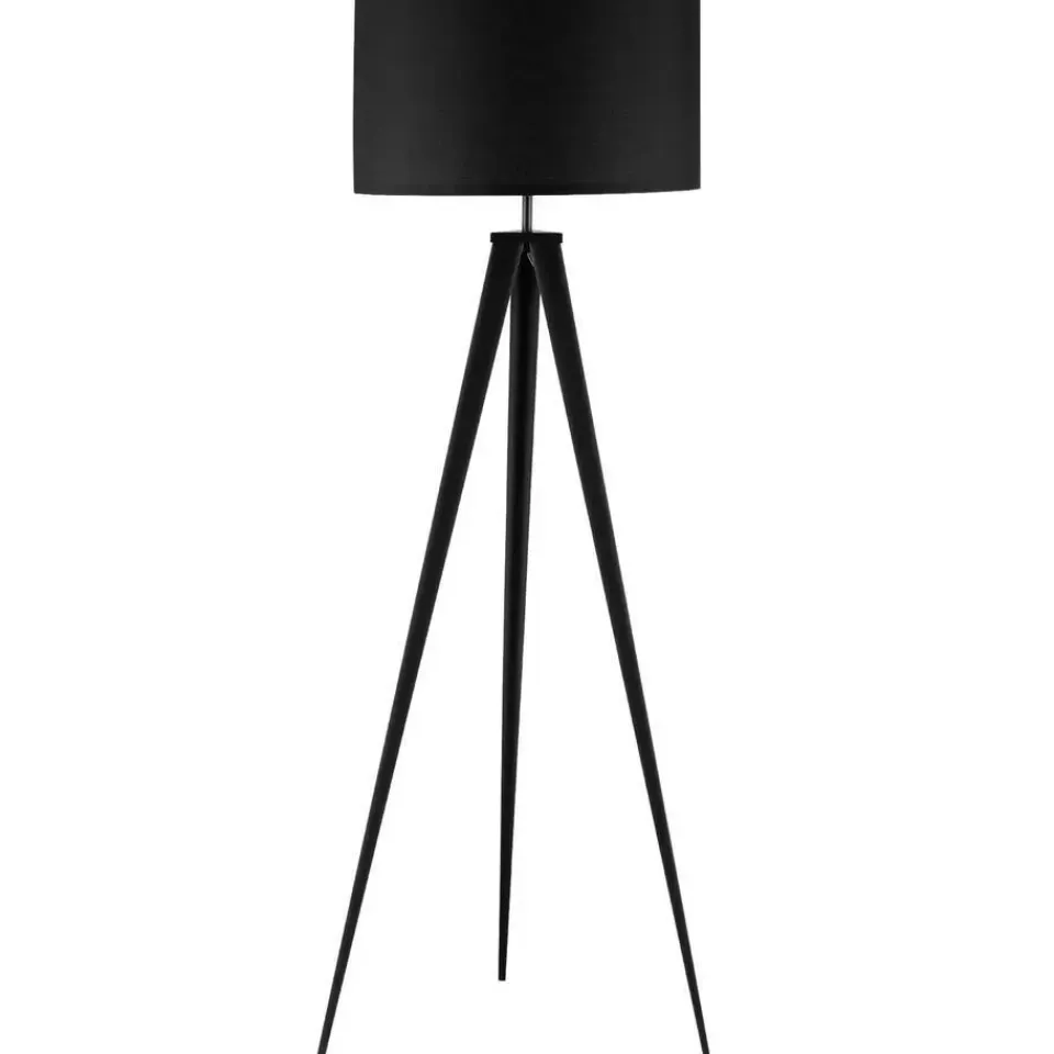 tectake Staande lamp Lunaris, textielkap, driepootsframe, Zwart New