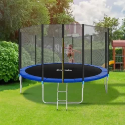 tectake Trampoline Garfunky met veiligheidsnet, Zwart/blauw Sale
