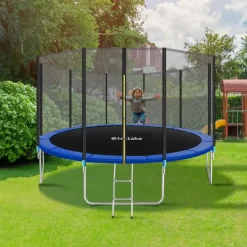 tectake Trampoline Garfunky met veiligheidsnet, Zwart/blauw Hot