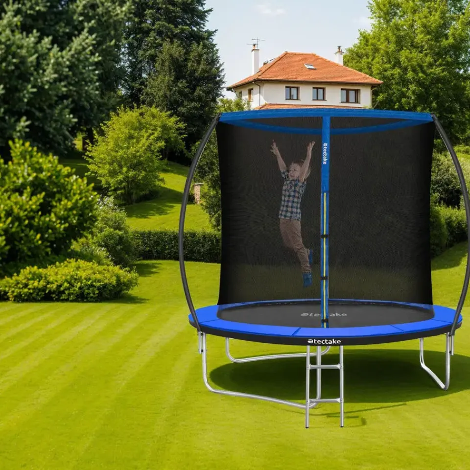 tectake Trampoline Jumpy met veiligheidsnet, Zwart/blauw Online