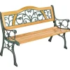 tectake Tuinbank Kathi 2-zitter van hout en gietijzer 124x60x83cm, Bruin Clearance