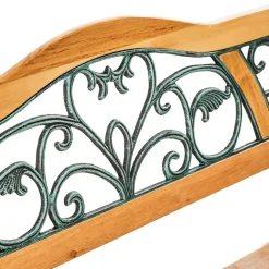 tectake Tuinbank Kathi 2-zitter van hout en gietijzer 124x60x83cm, Bruin Clearance