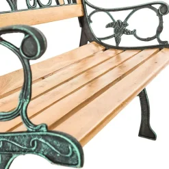 tectake Tuinbank Kathi 2-zitter van hout en gietijzer 124x60x83cm, Bruin Clearance