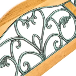 tectake Tuinbank Kathi 2-zitter van hout en gietijzer 124x60x83cm, Bruin Clearance