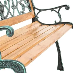 tectake Tuinbank Marina 2-zitter van hout en gietijzer 124x52x74, Bruin