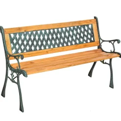 tectake Tuinbank Tamara 2-zitter van hout en gietijzer 128x51x73cm, Bruin Online
