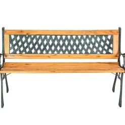 tectake Tuinbank Tamara 2-zitter van hout en gietijzer 128x51x73cm, Bruin Online