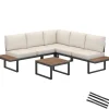tectake Tuin-loungeset Eliar, 4-delig, met aluminium frame, Zwart Clearance
