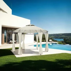 tectake Tuinpaviljoen Siana Ø 3.5m, Crème Clearance