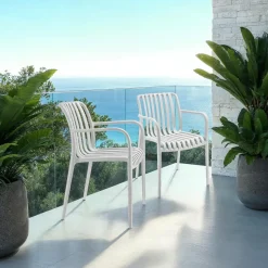 tectake Tuinstoelen Alcudia, weerbestendig, stapelbaar, Crème Sale