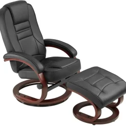 tectake TV-fauteuil met krukje model 2, Zwart/bruin New