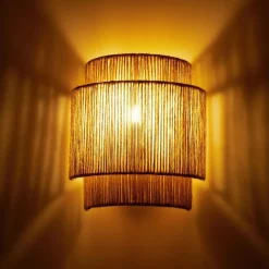 tectake Wandlamp Lignea Lux van jute in boho-stijl, 40W, Natuur Clearance