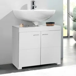 tectake Wastafelonderkast Idris, 2 vakken, draagkracht 35 kg, Wit Clearance