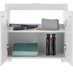 tectake Wastafelonderkast Idris, 2 vakken, draagkracht 35 kg, Wit Clearance