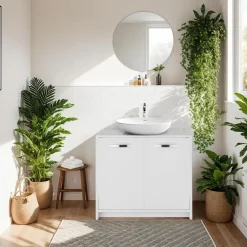 tectake Wastafelonderkast Katalina, ruim, draagkracht 20 kg, Wit Outlet