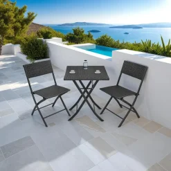 tectake Wicker balkonset Trevi, Zwart Sale