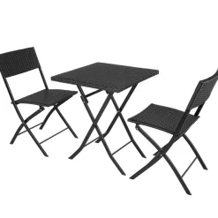 tectake Wicker balkonset Trevi, Zwart Sale