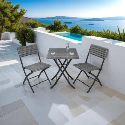 tectake Wicker balkonset Trevi, Grijs Outlet