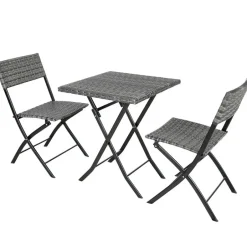 tectake Wicker balkonset Trevi, Grijs Outlet