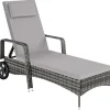 tectake Wicker ligbed met wielen, Grijs/lichtgrijs Hot
