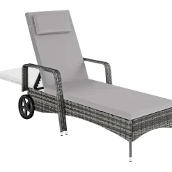 tectake Wicker ligbed met wielen, Grijs/lichtgrijs Hot