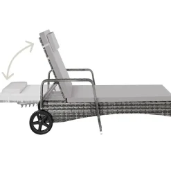 tectake Wicker ligbed met wielen, Grijs/lichtgrijs Hot