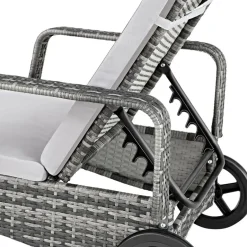 tectake Wicker ligbed met wielen, Grijs/lichtgrijs Hot