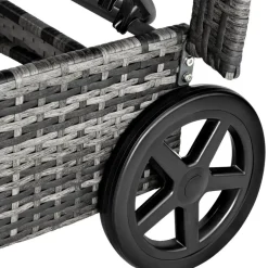 tectake Wicker ligbed met wielen, Grijs/lichtgrijs Hot