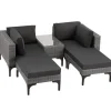 tectake Wicker lounge Bellaria met aluminium frame, Grijs New