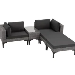 tectake Wicker lounge Bellaria met aluminium frame, Grijs New