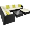tectake Wicker loungeset met aluminium frame Marbella, Zwart Clearance