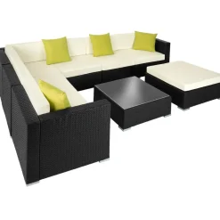 tectake Wicker loungeset met aluminium frame Marbella, Zwart Clearance