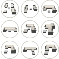 tectake Wicker loungeset met aluminium frame Marbella, Zwart Clearance