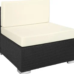 tectake Wicker loungeset met aluminium frame Marbella, Zwart Clearance