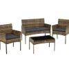 tectake Wicker loungeset Palese voor 4 persone - Natuur