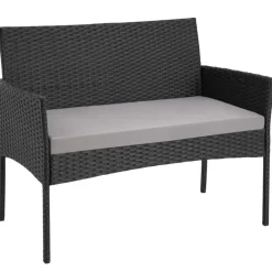 tectake Wicker loungeset Palese voor 4 personen - Zwart Best