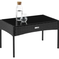 tectake Wicker loungeset Palese voor 4 personen - Zwart Best