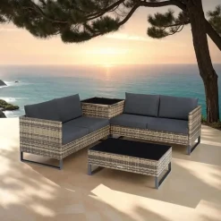 tectake Wicker loungeset Ostuni, Natuur Online