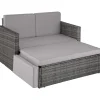 tectake Wicker loungesofa Corfu, Grijs Outlet