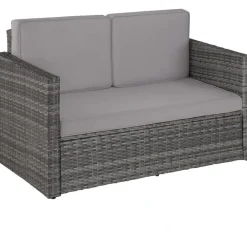 tectake Wicker loungesofa Corfu, Grijs Outlet