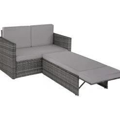 tectake Wicker loungesofa Corfu, Grijs Outlet