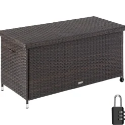 tectake Wicker opbergbox Kiruna met kunststof gaas, 120x55x61,5cm, 270l, Bruin New