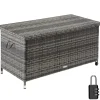 tectake Wicker opbergbox Kiruna met kunststof gaas, 120x55x61,5cm, 270l, Grijs Sale