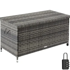 tectake Wicker opbergbox Kiruna met kunststof gaas, 120x55x61,5cm, 270l, Grijs Sale